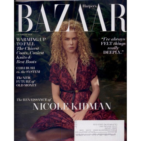 HARPER'S BAZAAR OCT 2021 "The Renaissance of Nicole Kidman," Fall Clothes, Cori - Picture 1 of 1